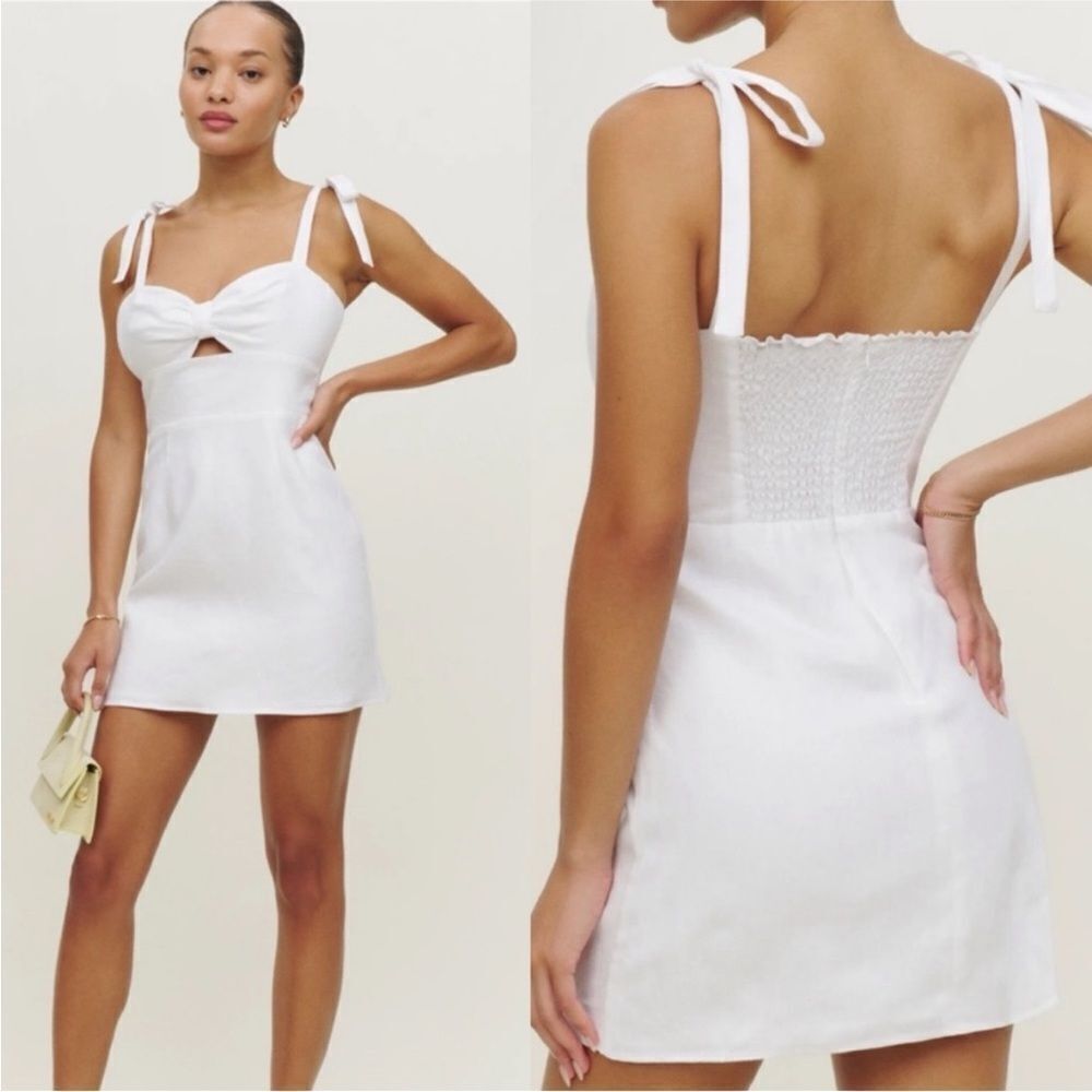 Reformation Pearson Linen Mini Dress White NWT